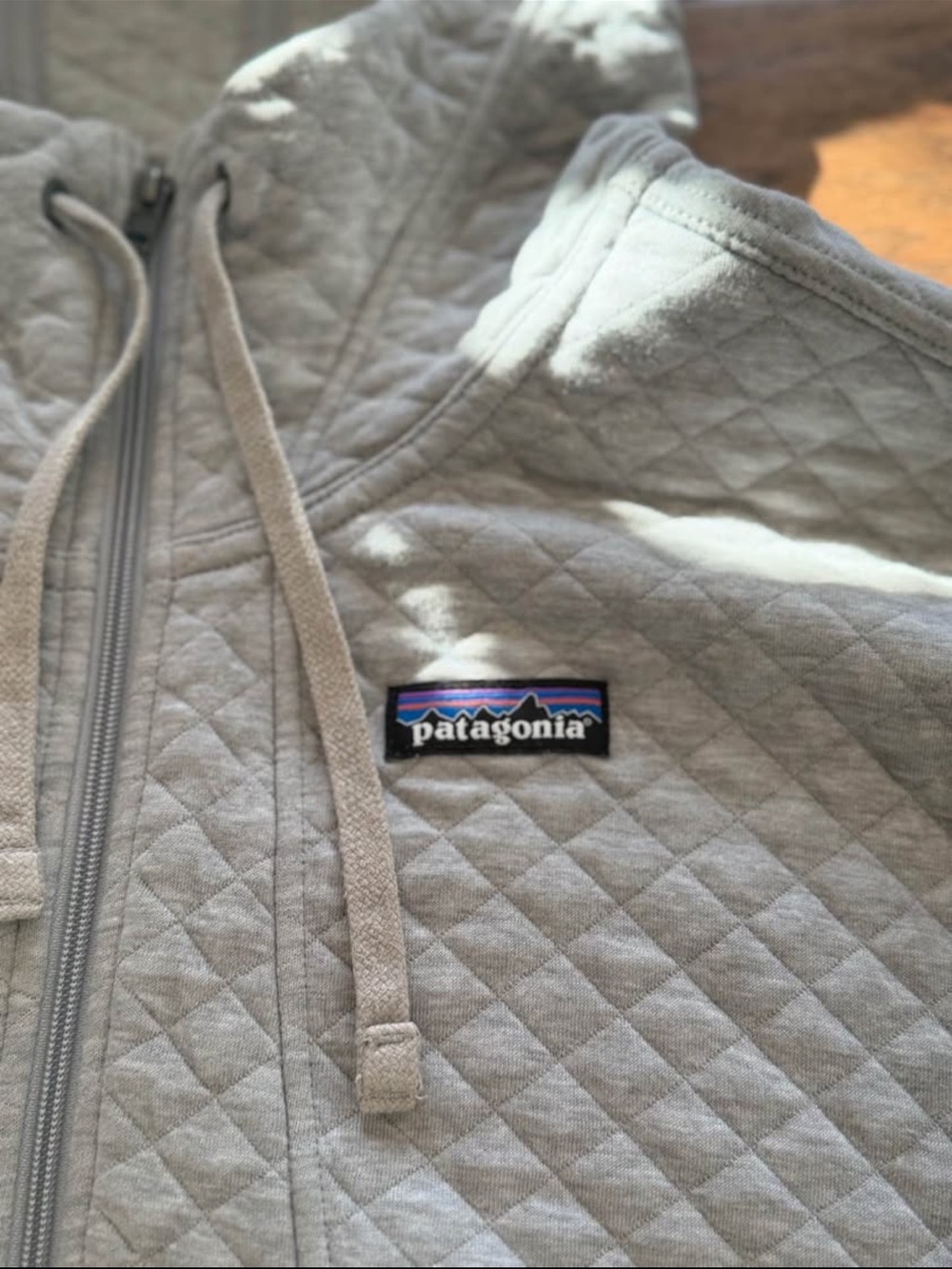 Patagonia Quilted Hooded Bomber Jacket in Light Gray - Picture 2 of 8